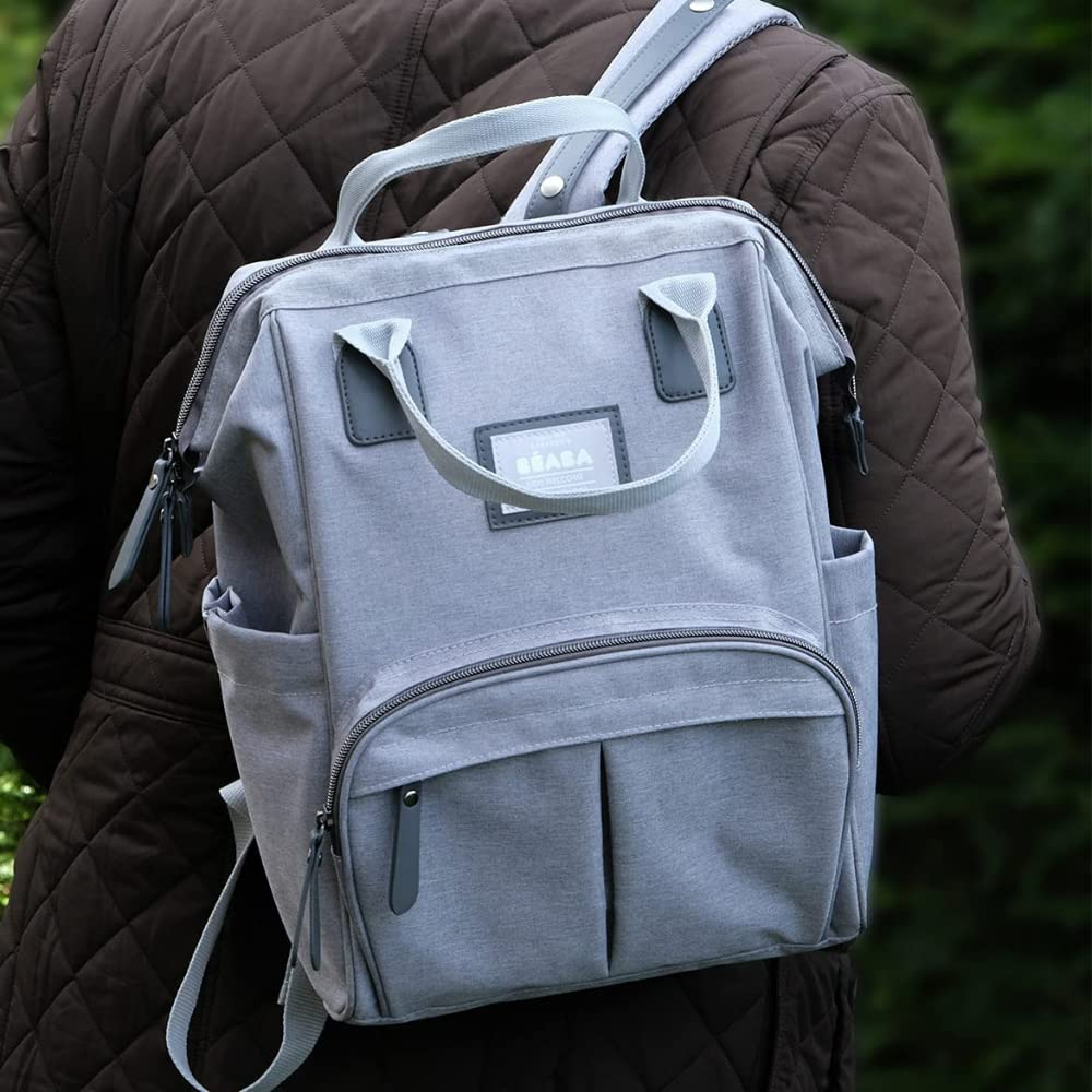 Wickelrucksack für Babys mit Wickelunterlage, Graumeliert