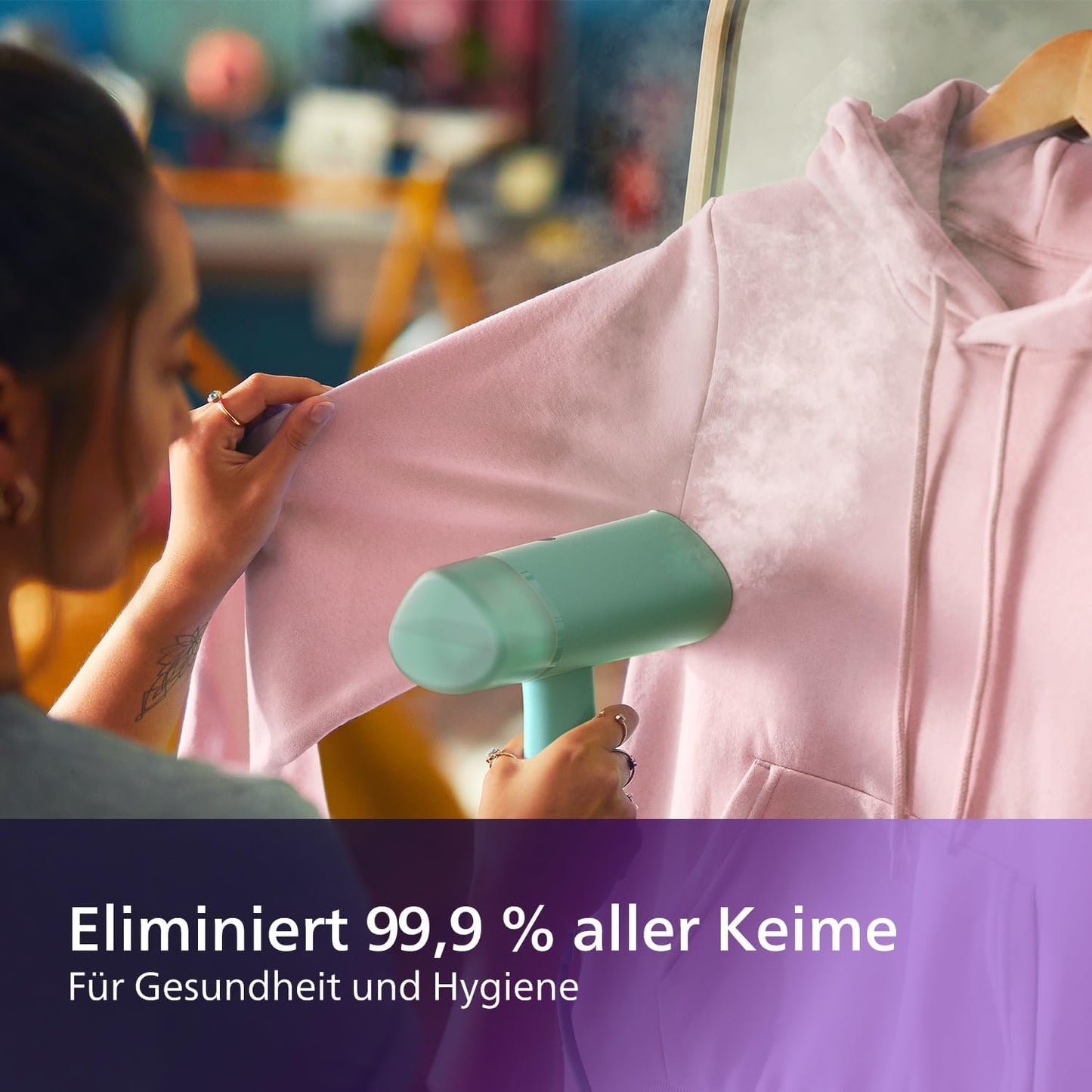 Tragbarer Dampfglätter 3000-Serie STH3010/70, grün, inkl. Tasche