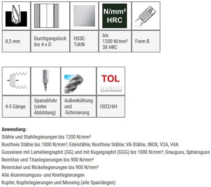 Maschinengewindebohrer - UNiTap HSSE-TiAlN Form B, M 10 x 1,5 - DIN 371