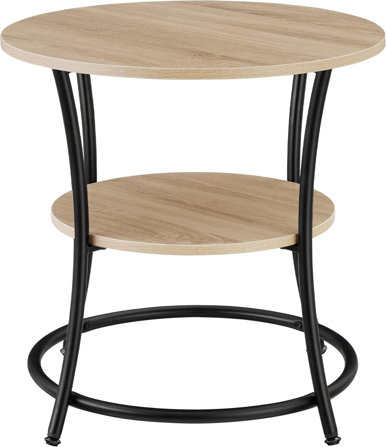 Runder Beistelltisch mit 2 Ablagen, Industrial Holz Hell, Eiche Sonoma 55 x 56cm