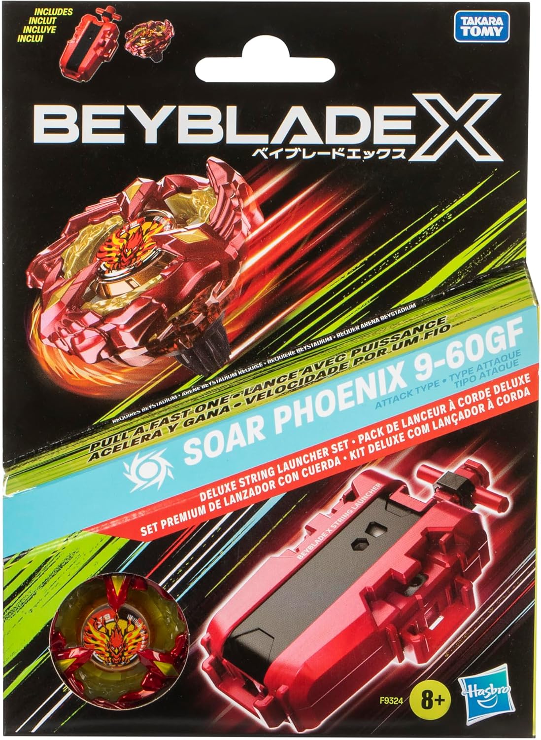 Beyblade X Soar Phoenix 9-60GF Deluxe Schnur-Starter Set, SOAR PHOENIX & LAUNCHER