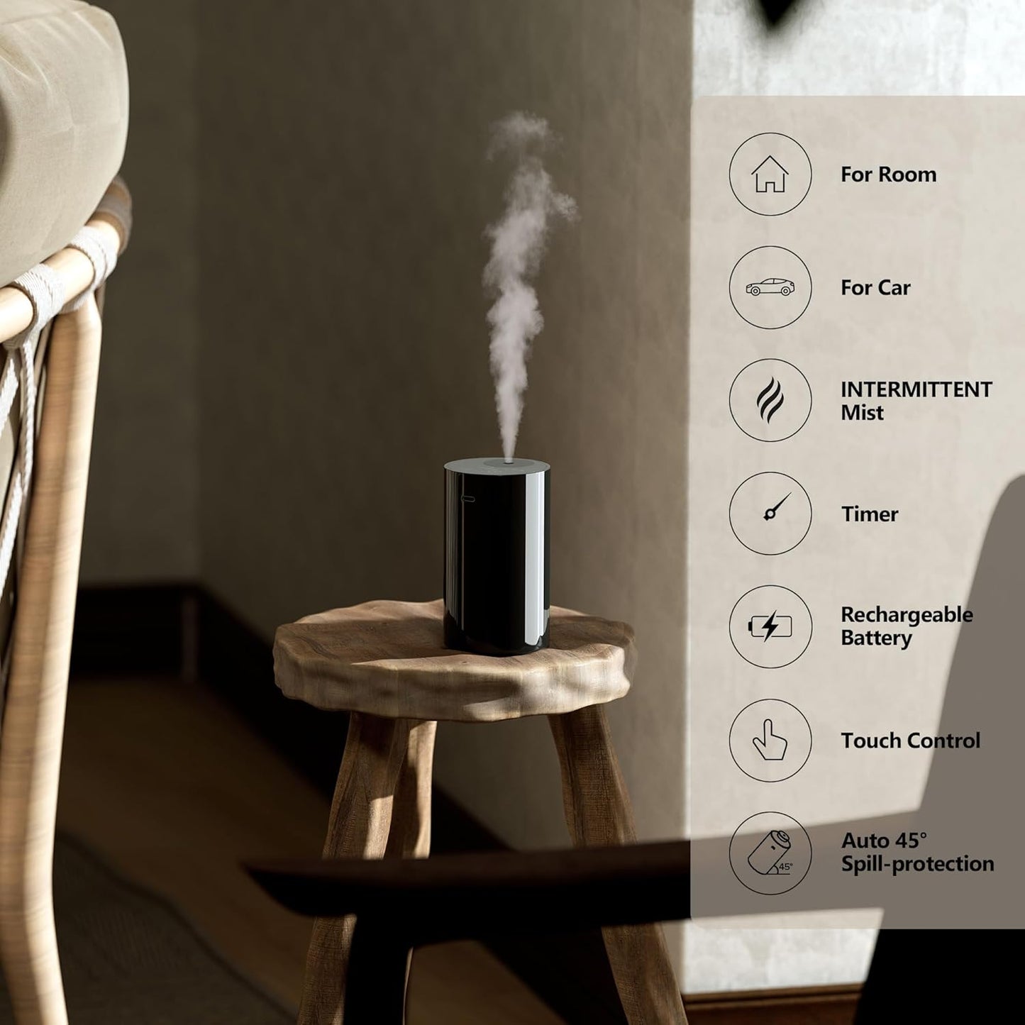 Wasserloser Aroma Diffuser AN8, tragbar & kabellos, Weiss