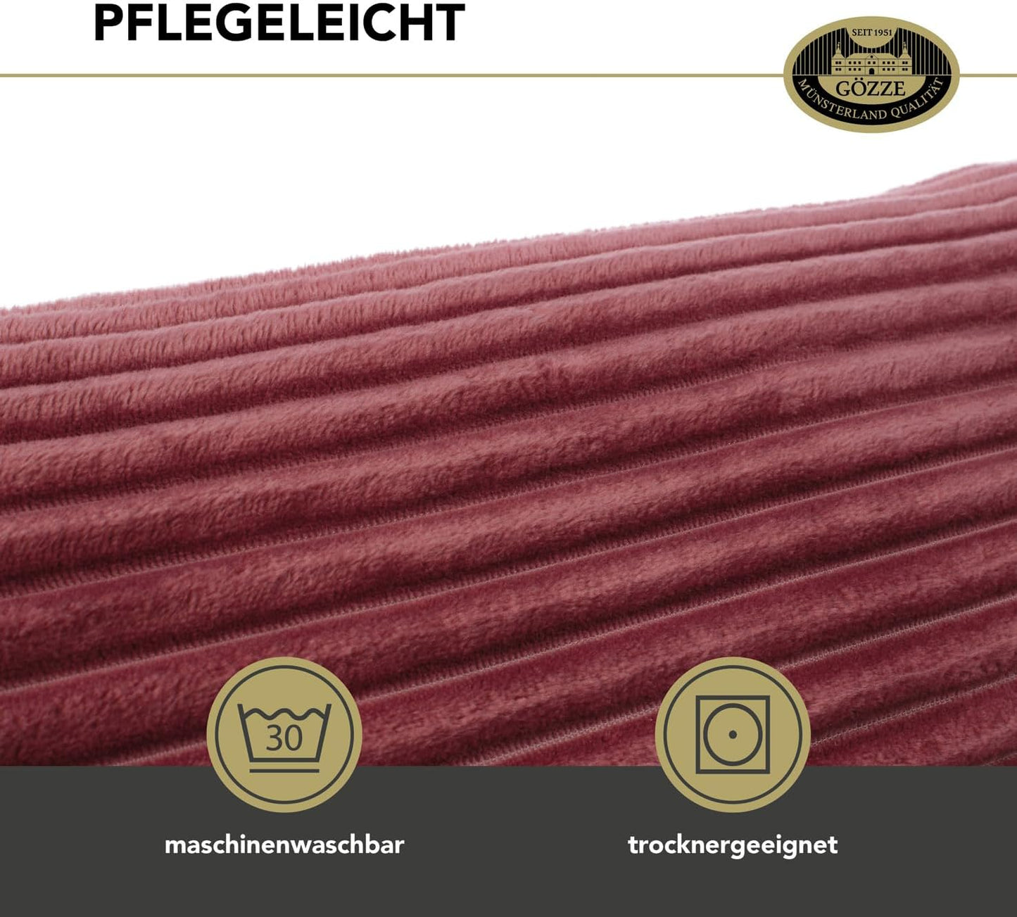 Kissenrolle in Cord Optik, Beere