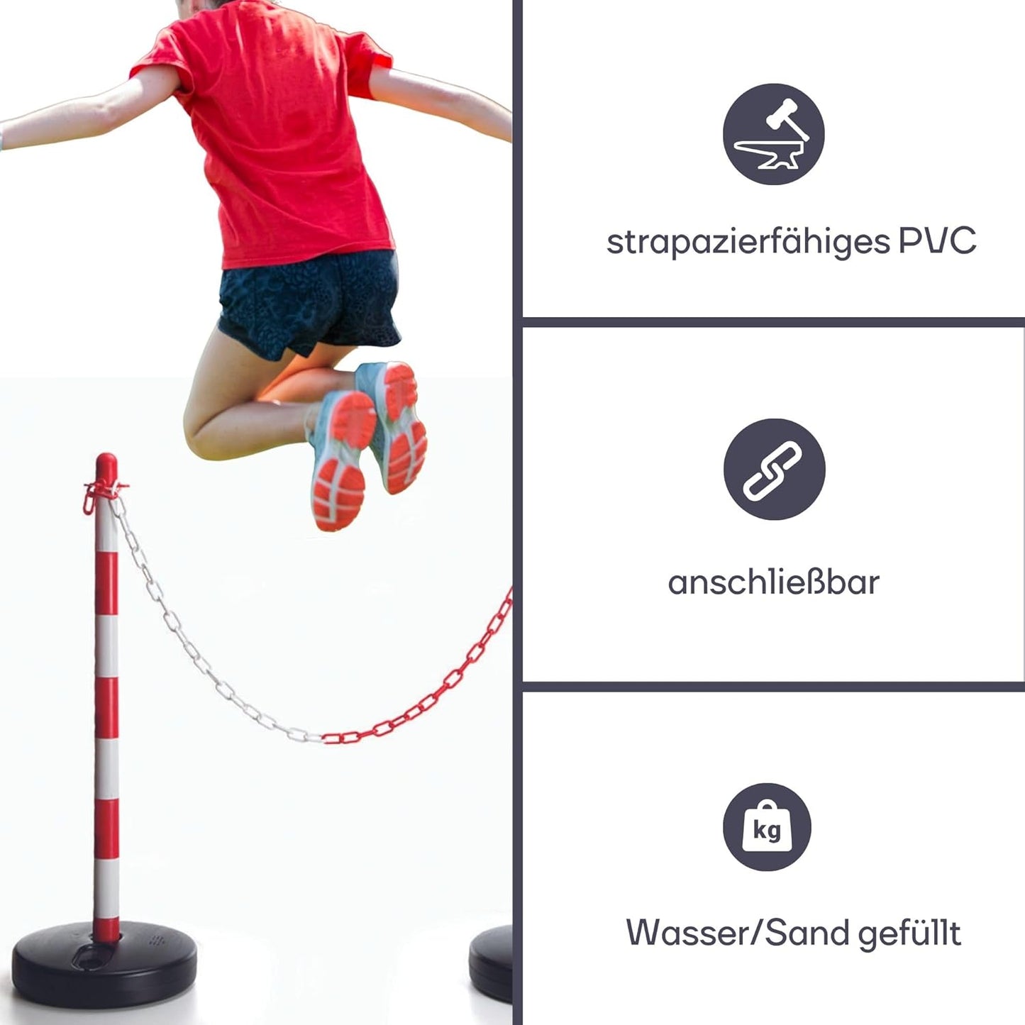 2er Absperrpfosten-Set mit befüllbarem Fuss