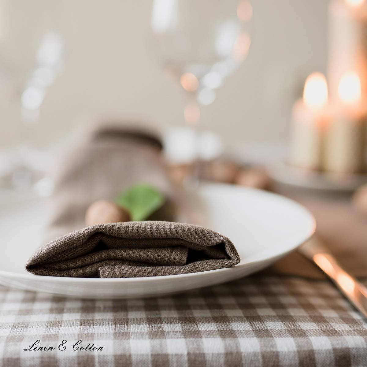 4-teiliges Stoffservietten-Set Hygge, Beige Servietten - 32 x 32cm