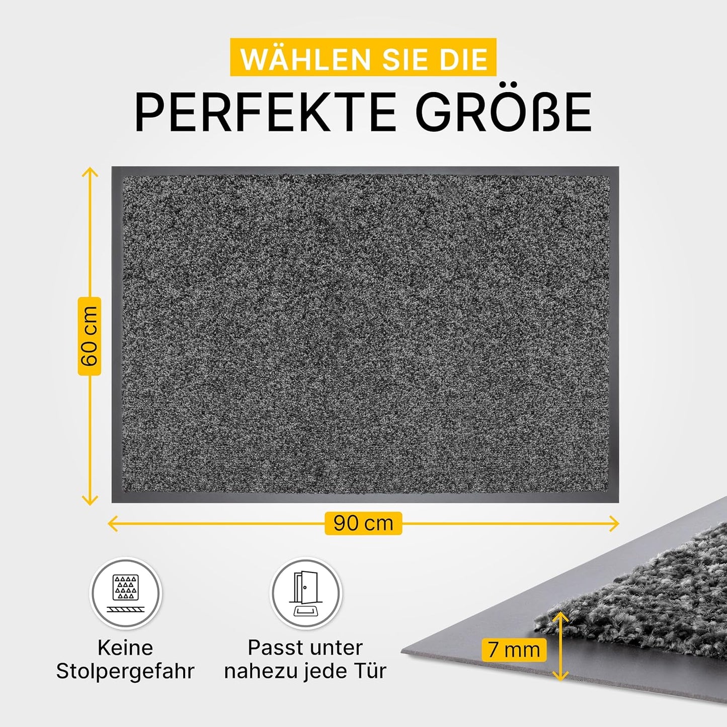 Schmutzfangmatte 60x90 cm - rutschfest, robust, Anthrazit 60 x 90 cm