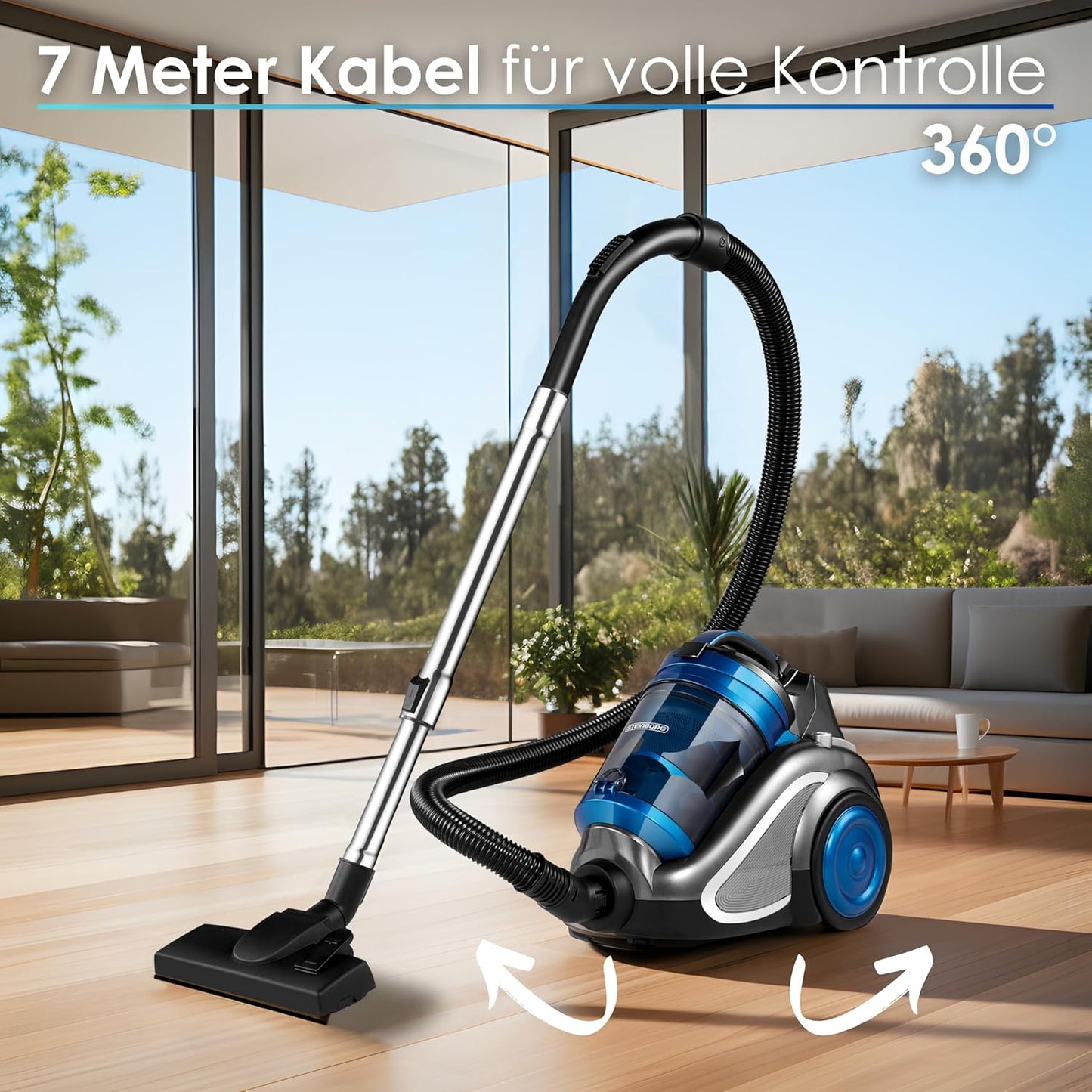 Beutelloser Staubsauger ZX-7000 mit HEPA-Filter und Zubehör