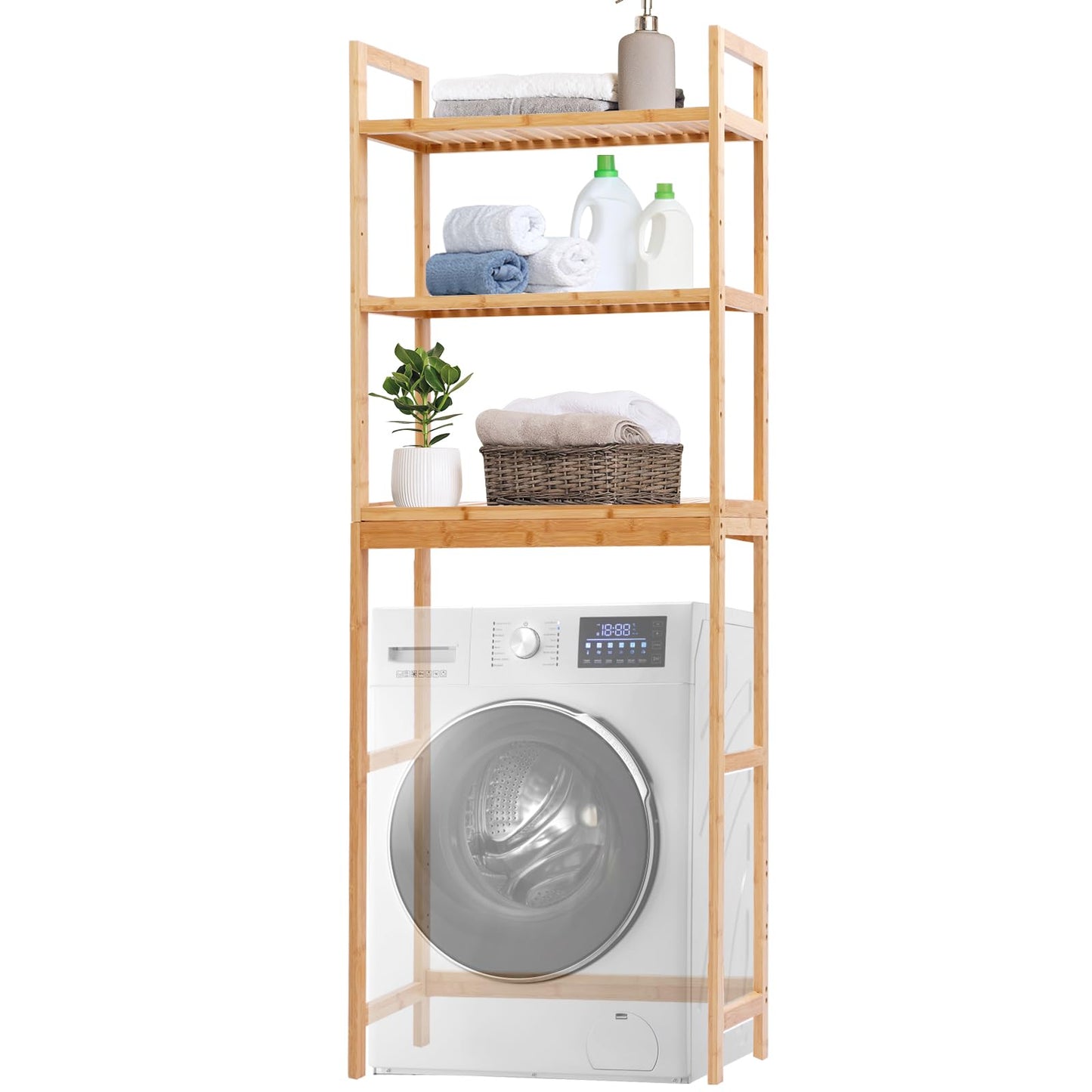 Waschmaschinenregal aus Bambus (66 x 26 x 170 cm)