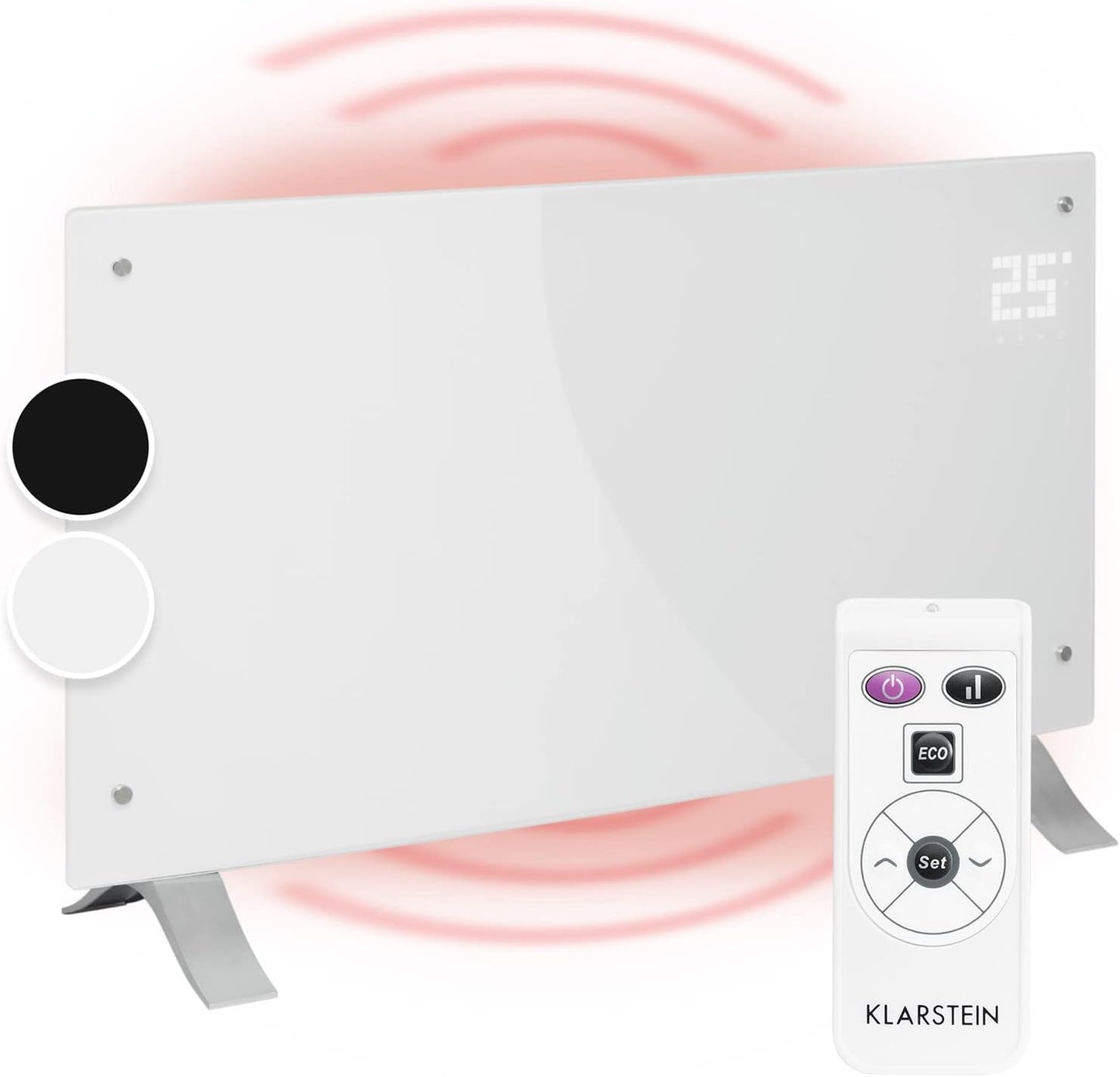 Konvektorheizung mit Fernbedienung und LED-Display, Weiss / Bornholm Curved