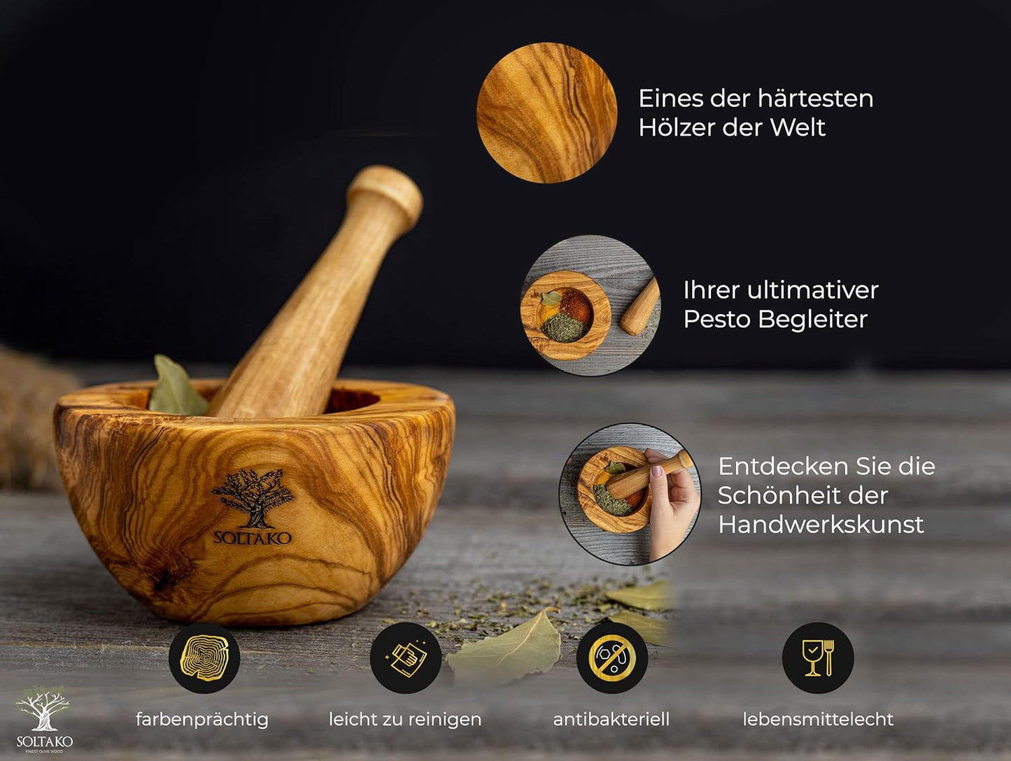 Mörser und Stössel, abgeflacht Ø 12cm