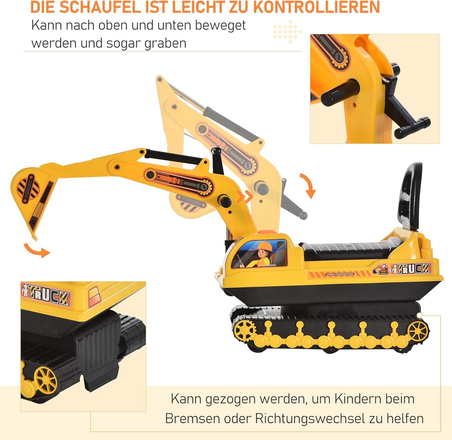 Sitzbagger mit Schaufel und Hupe für Kleinkinder