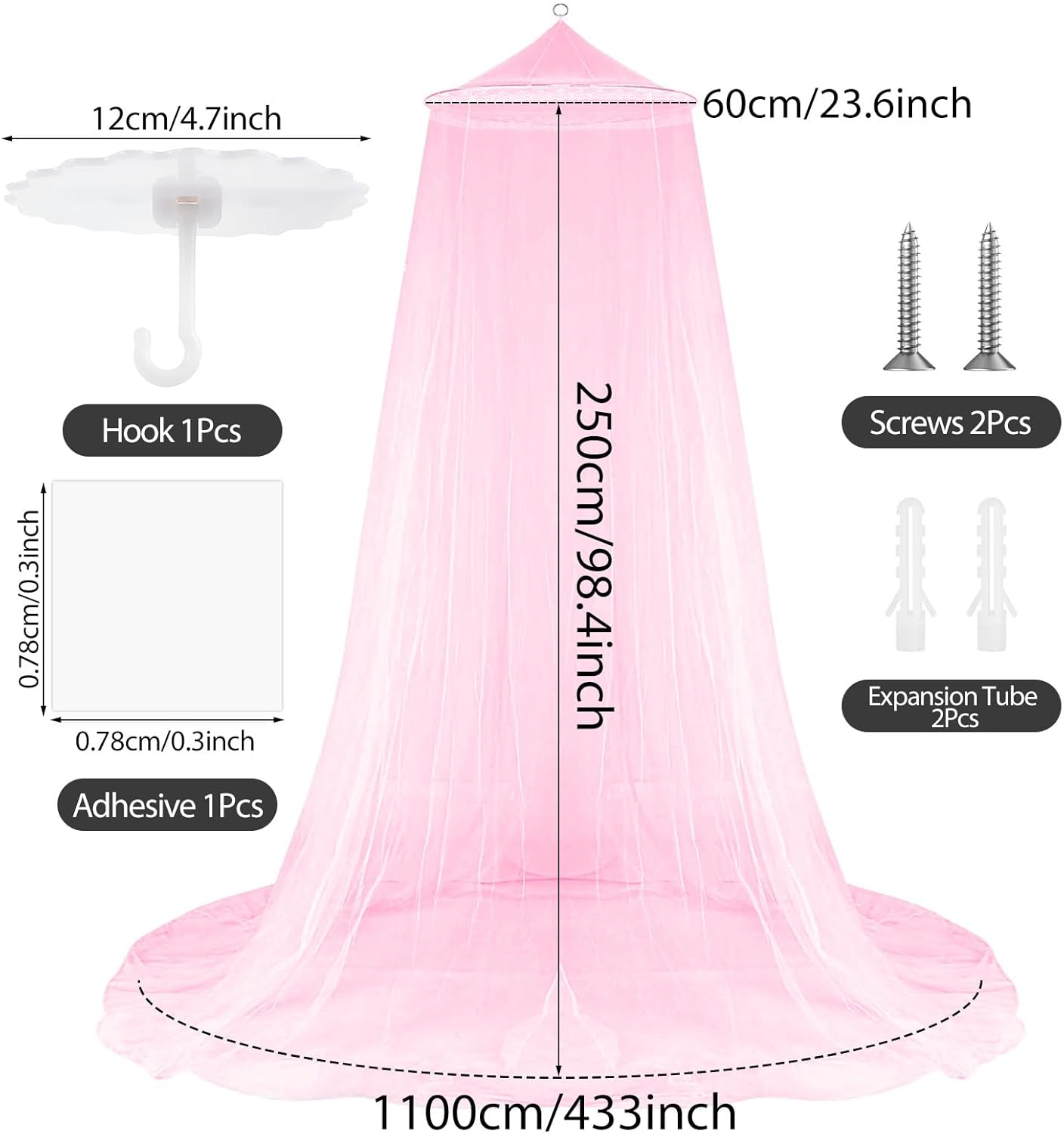 Moskitonetz für Bett, Rosa