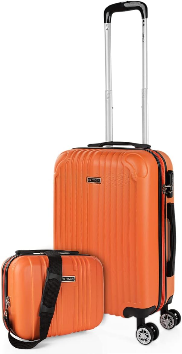Handgepäck Koffer mit Beautycase, Mandarine / 55 cm + 35 cm