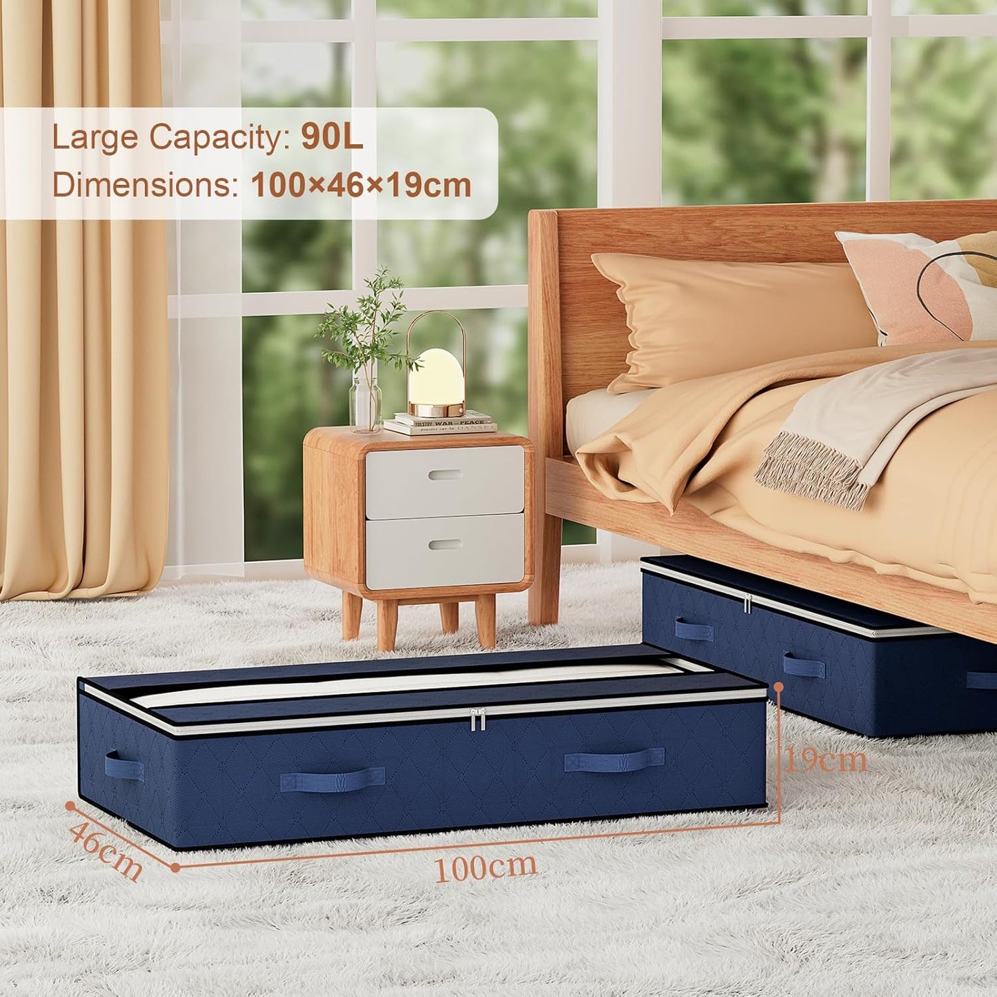 Unterbett-Aufbewahrungsboxen-Set (3 x 90L), Blau 90L x 3