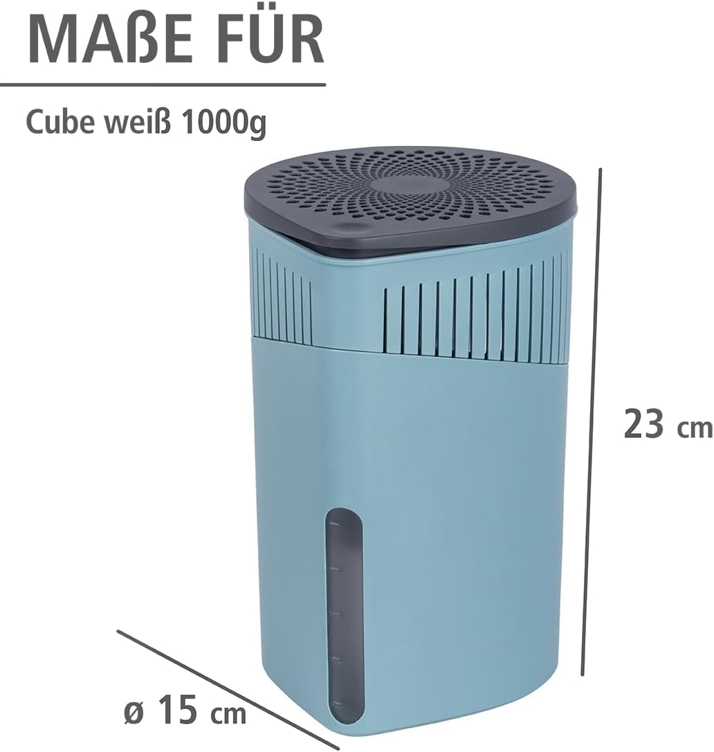 Raumentfeuchter Drop mit nachfüllbarem Granulatblock, Türkis, 23 x 15 x 15 cm, Raumentfeuchter