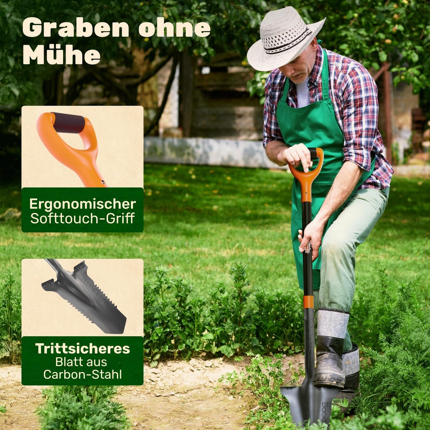 Wurzelspaten-Set mit Handschaufel und Wurzelsäge, Wurzelspaten + Handschaufel
