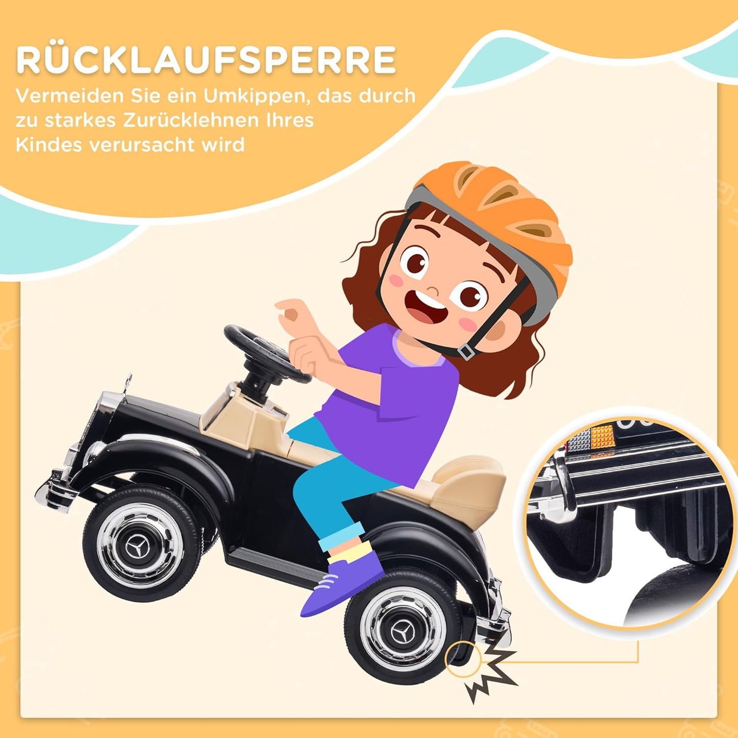 Rutschauto mit Kippschutz, Schwarz
