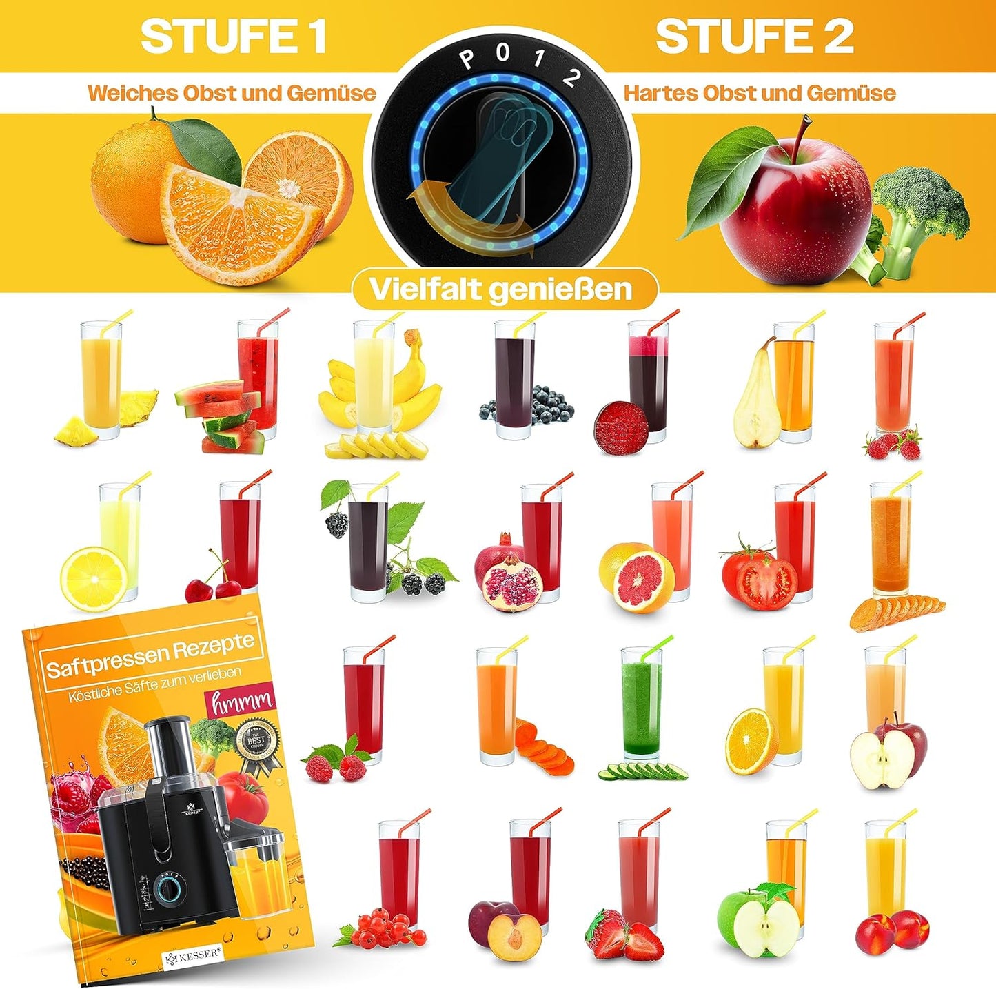 Entsafter für Obst und Gemüse, Schwarz