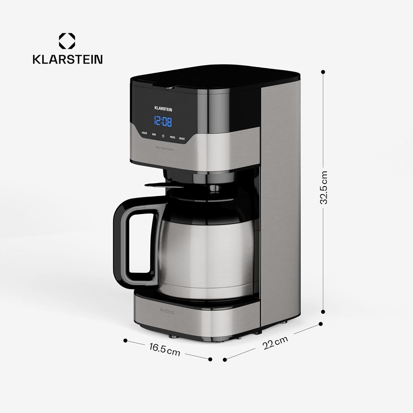 Filterkaffeemaschine mit Thermoskanne, Silber-schwarz - 1,2l