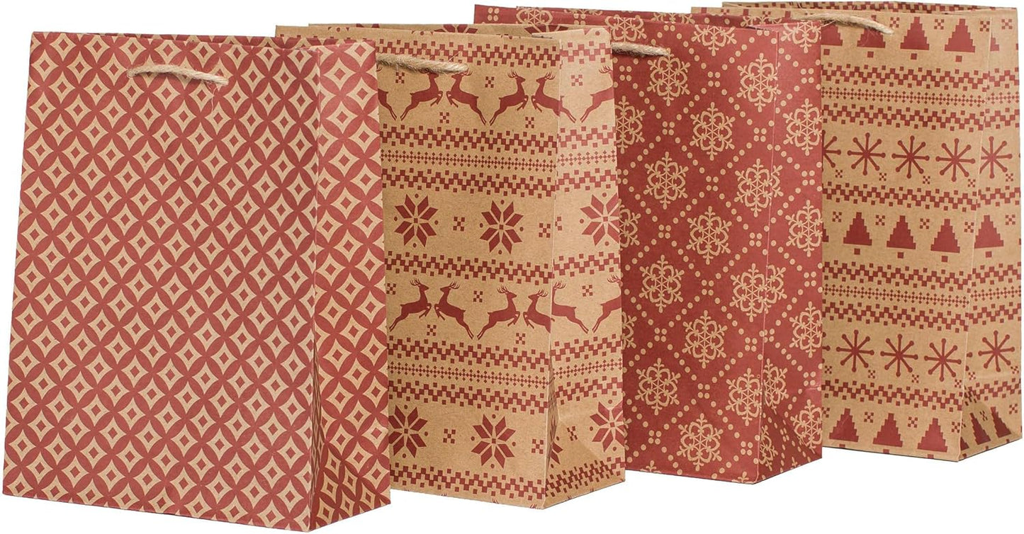 Geschenktüten Weihnachten im Skandilook (12 Stück), Rot - 18 x 23 cm (A5)