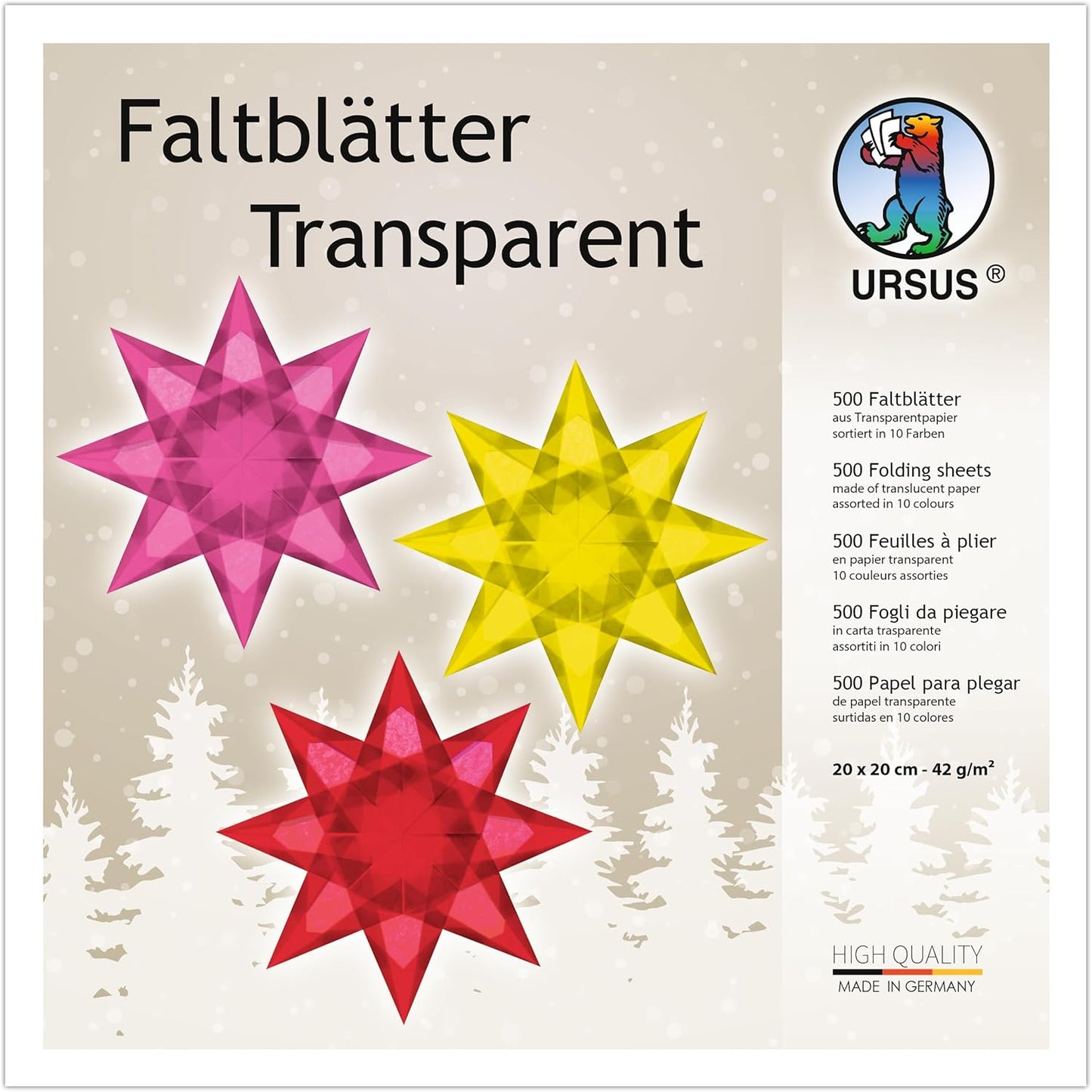 Faltblätter Transparentpapier, 20 x 20 cm, 20 x 20 cm