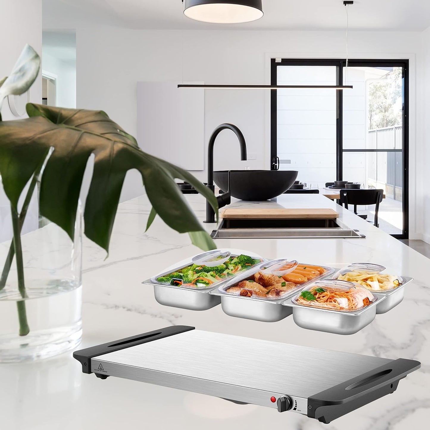 Buffetwärmer mit 4 Speisebehältern
