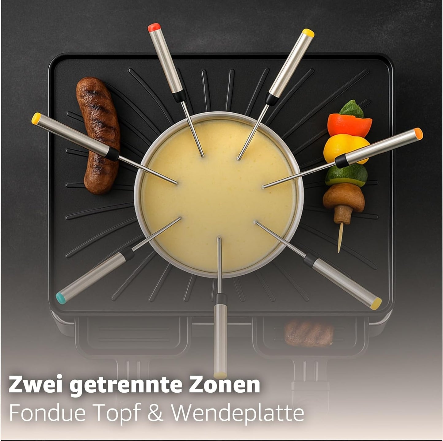 Raclette-Fondue-Set für 8 Personen, Fondue Set