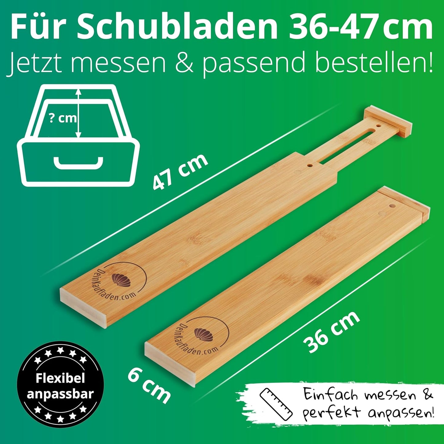 Verstellbare Bambus-Schubladentrenner, 36-47cm, ‎36-47cm