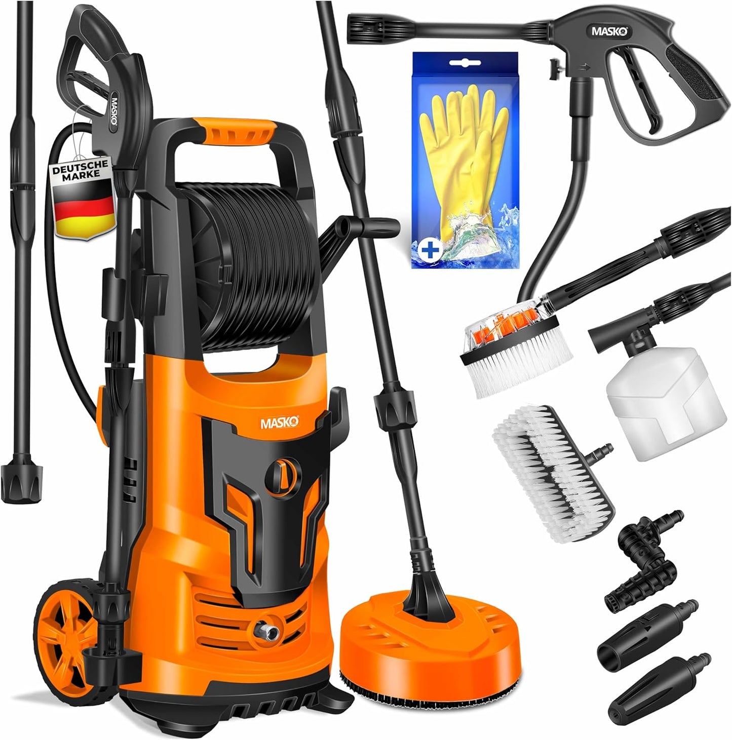 Hochdruckreiniger mit Zubehör-Set, Orange