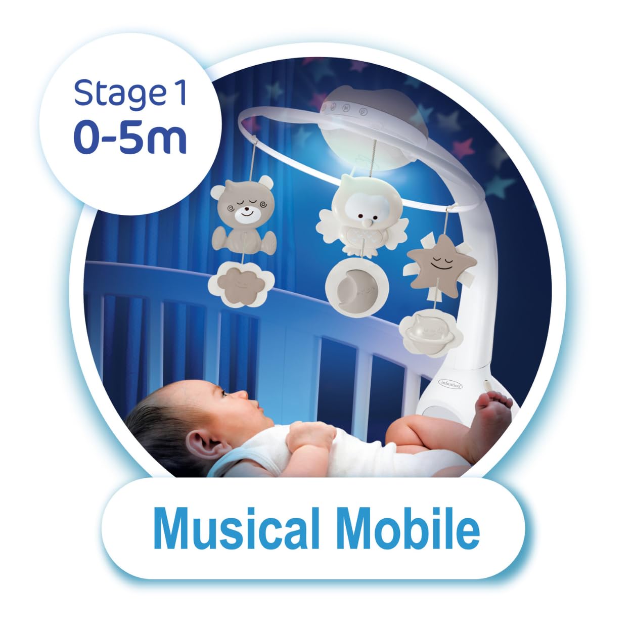 3-in-1 Musik-Mobile mit Lichtprojektor, Pink