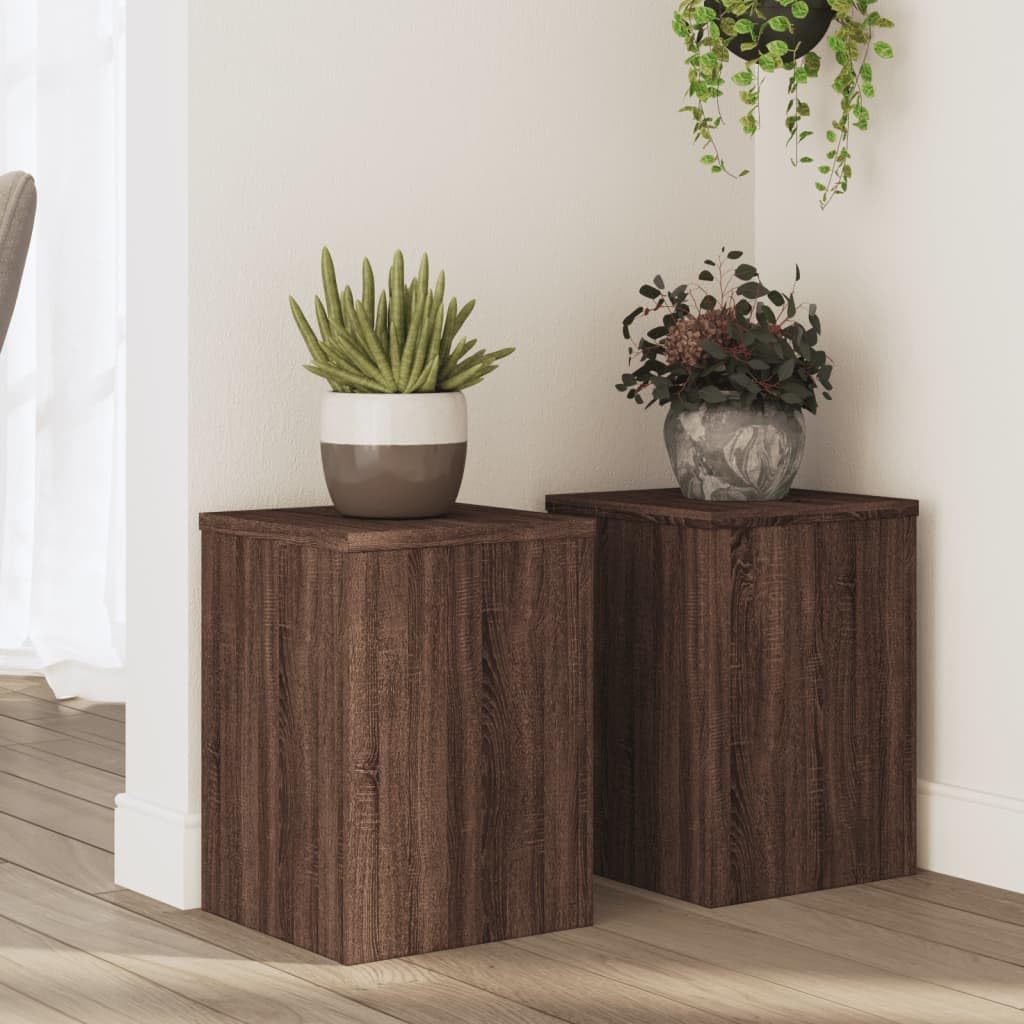 Pflanzenständer 2er-Set, 25 x 25 x 35 cm Braune Eiche