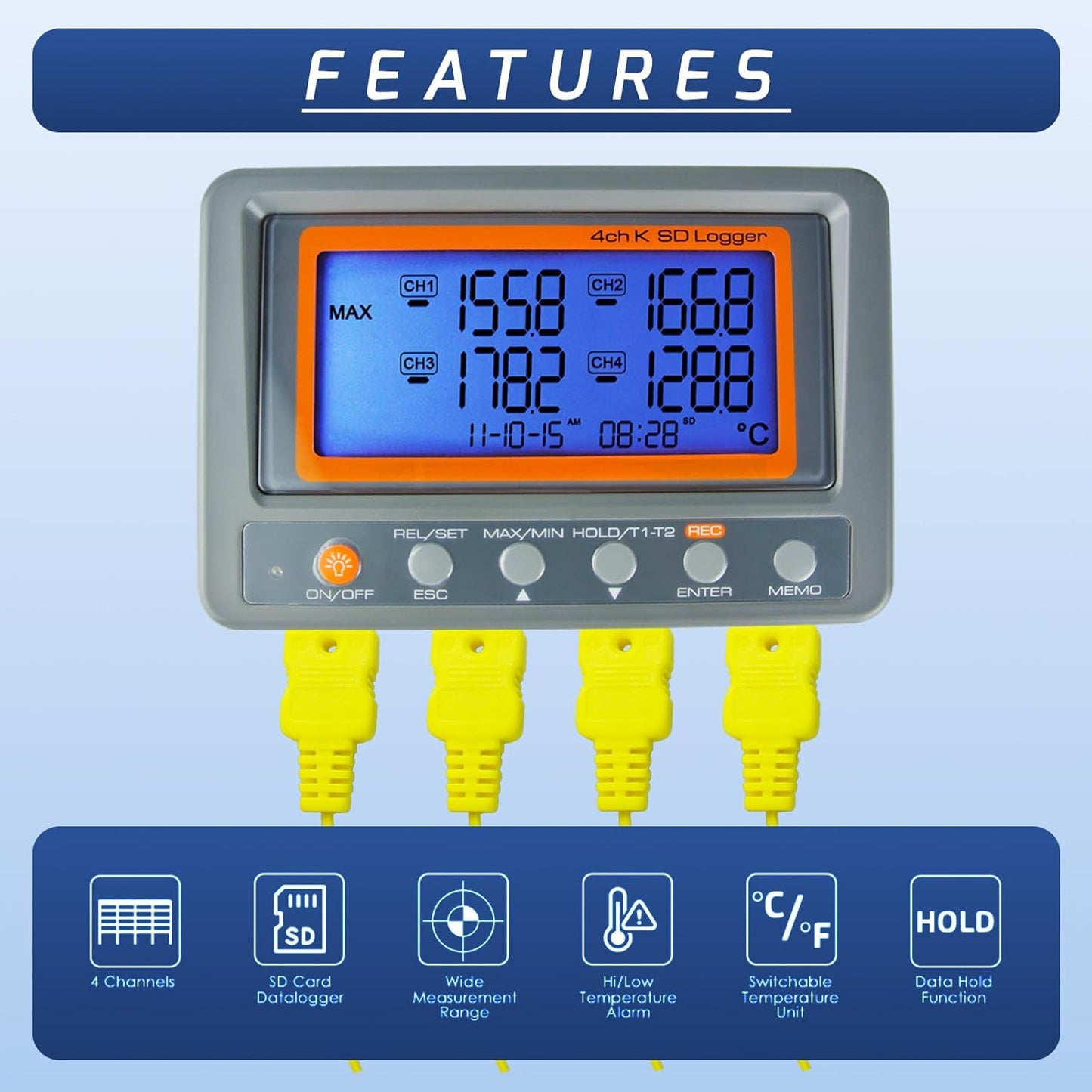 4-Kanal Temperaturrekorder mit Thermoelementen, Main Unit A0188598, Main Unit A0188598