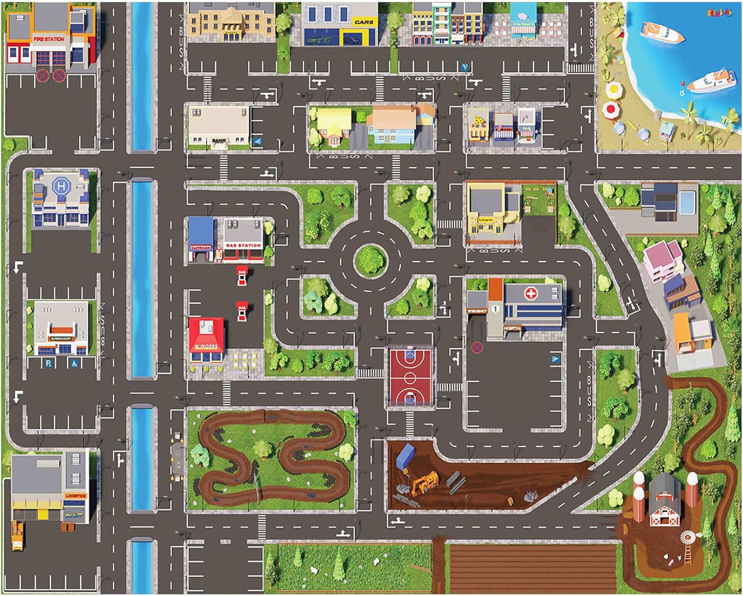 Spielteppich Strasse, Grau Oder Schwarz