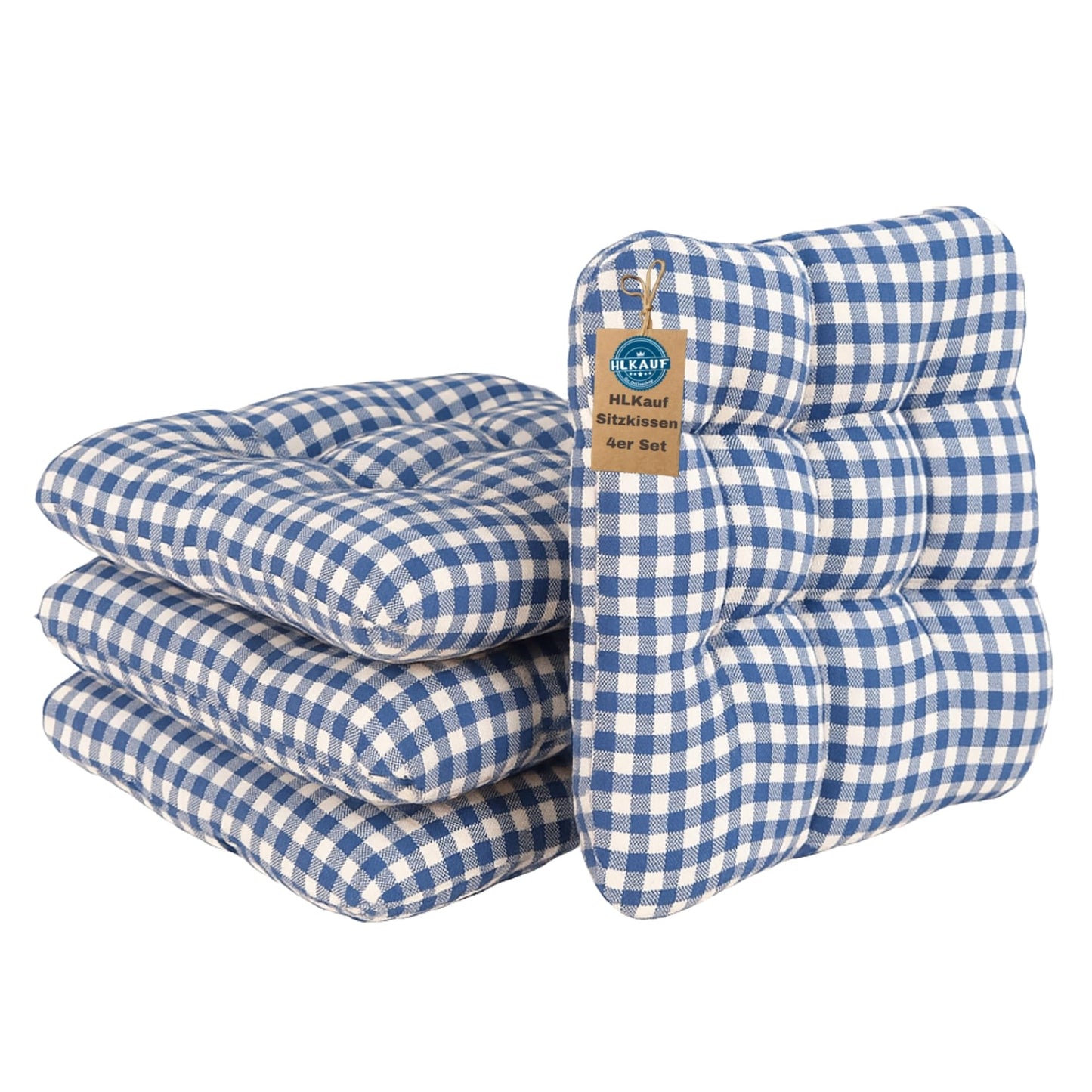 4er-Set Sitzkissen, Blau/Weiss 4er-Set