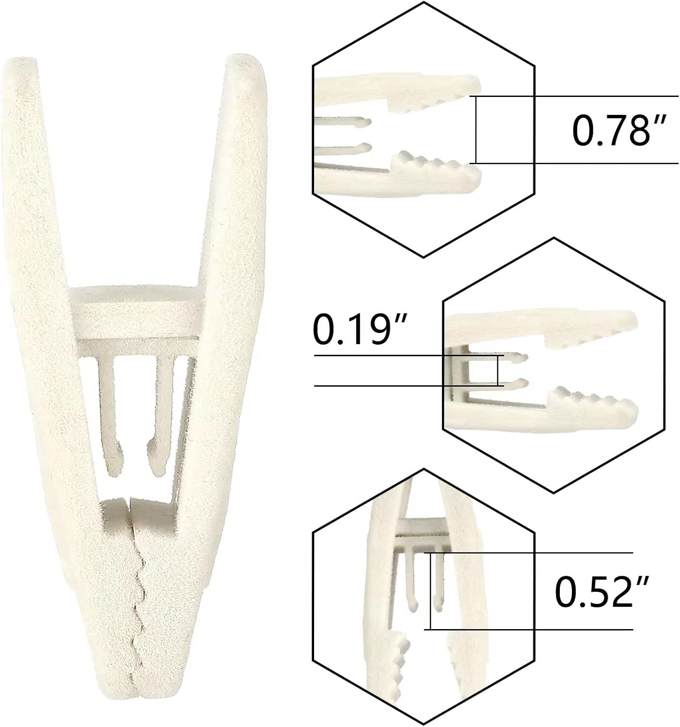 24 x Kleiderbügel-Clips für Hosen und Röcke, 24PC Elfenbein