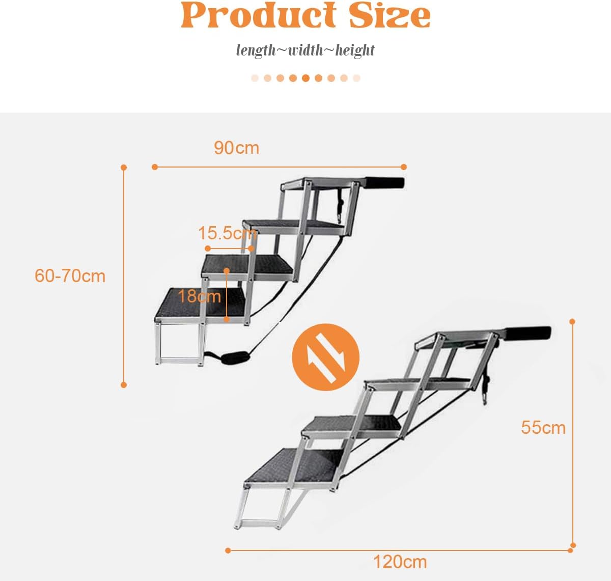 Klappbare Hundetreppe mit 4 Stufen, 4 Stufen