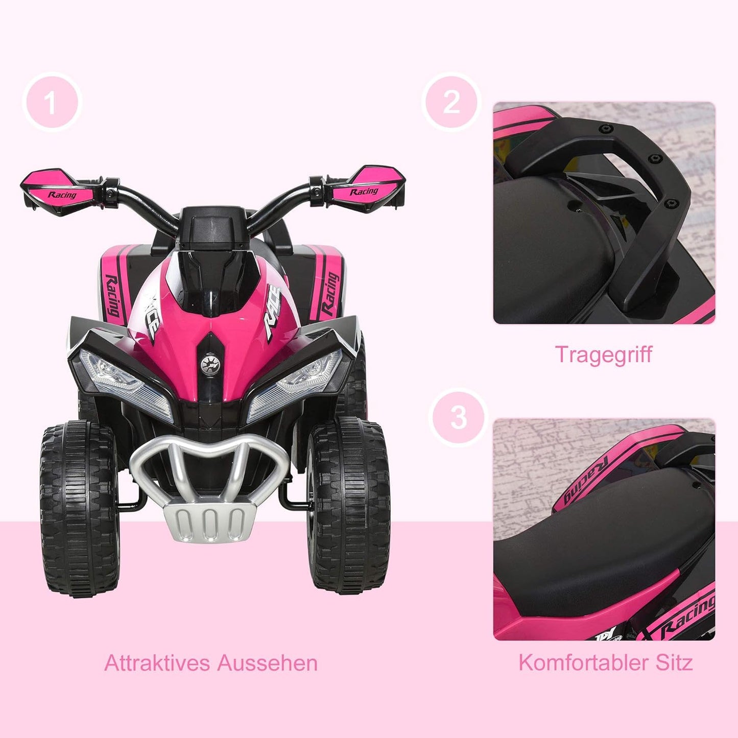 Rutscherfahrzeug mit Licht und Musik, Rosa