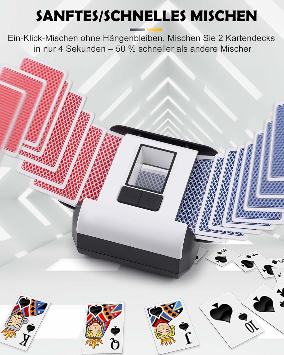 Automatischer Kartenmischer für 1-2 Decks