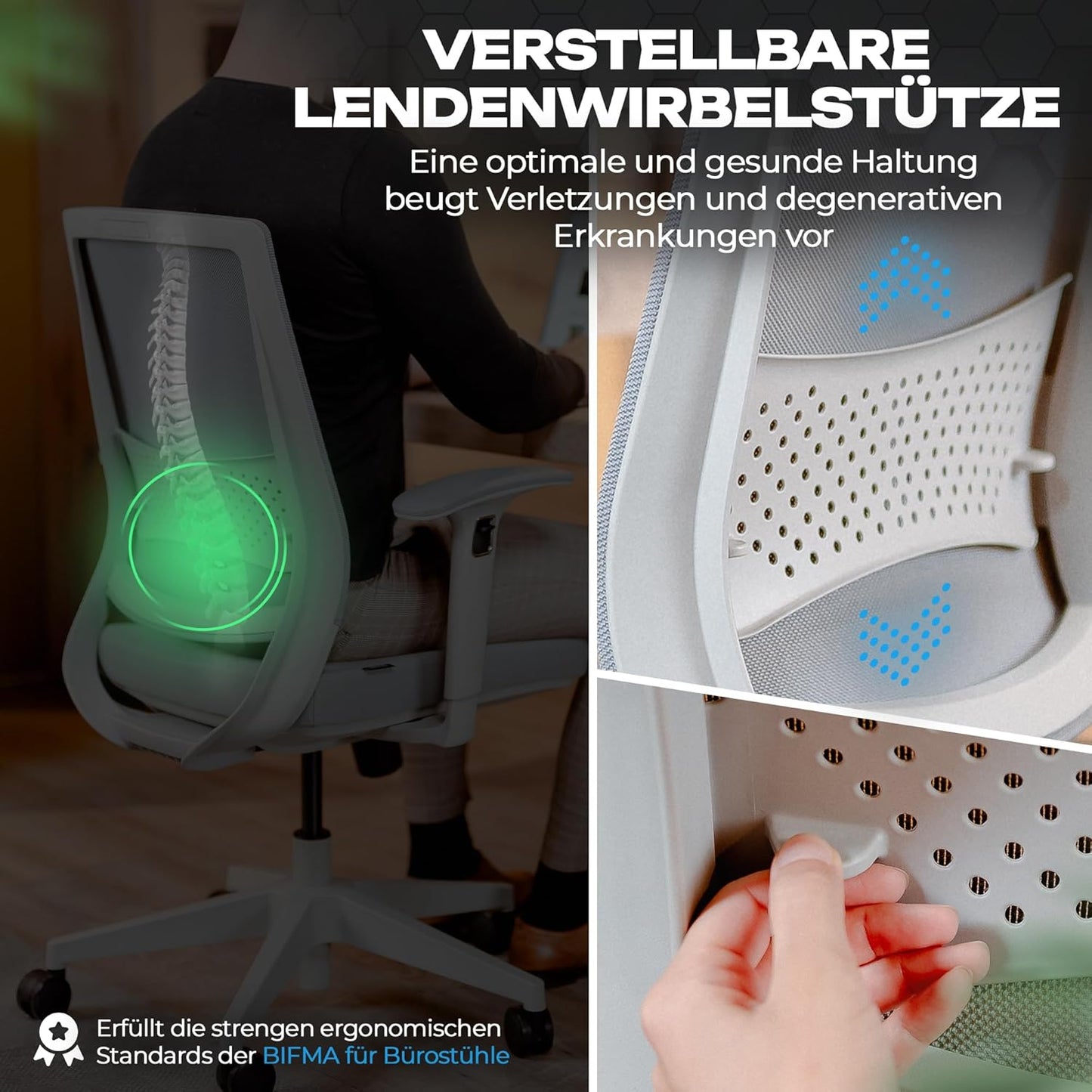 Bürostuhl Valkenstol M2, M2 Armstütze (Grau)