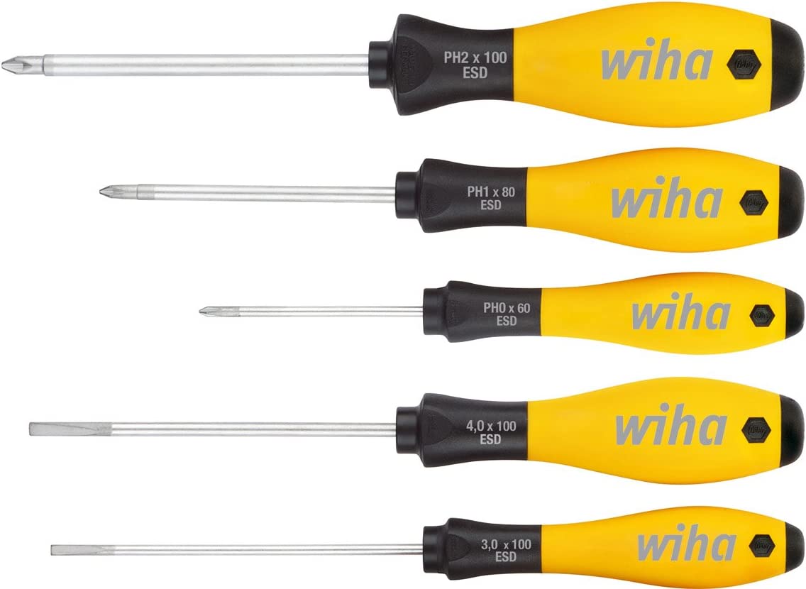 Schraubendreher-Set SoftFinish ESD, 5-teilig, Schlitz/PH