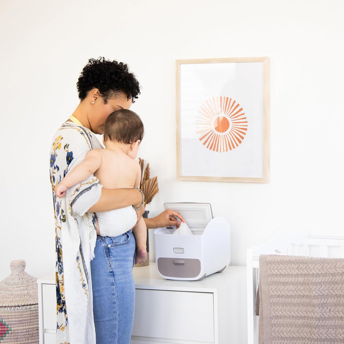 Nappy Caddy und Wickelunterlage, Taupe Nappy Caddy