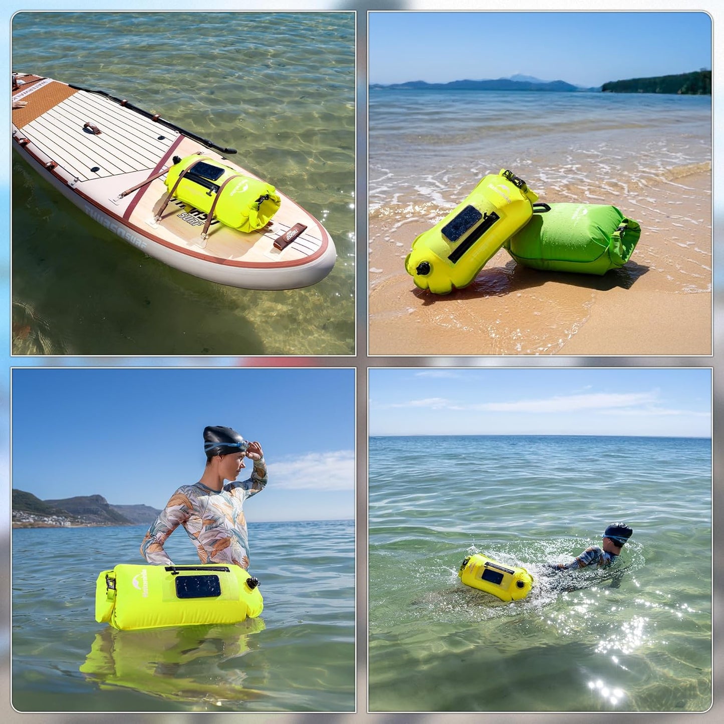 Schwimmboje mit verstellbarem Hüftgurt und Handyfach, Gelb/18l/Upgrade
