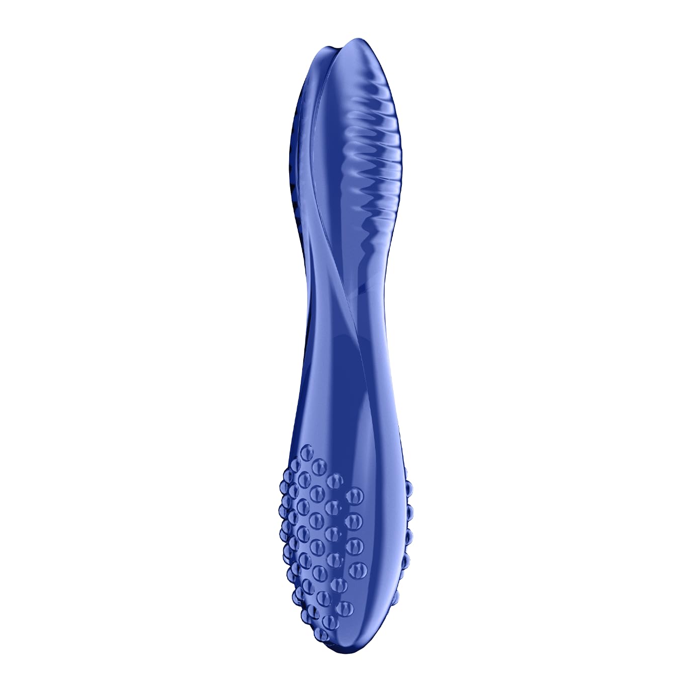 Dazzling Crystal 2 Glasdildo mit Rillen & Noppen, Hellblau
