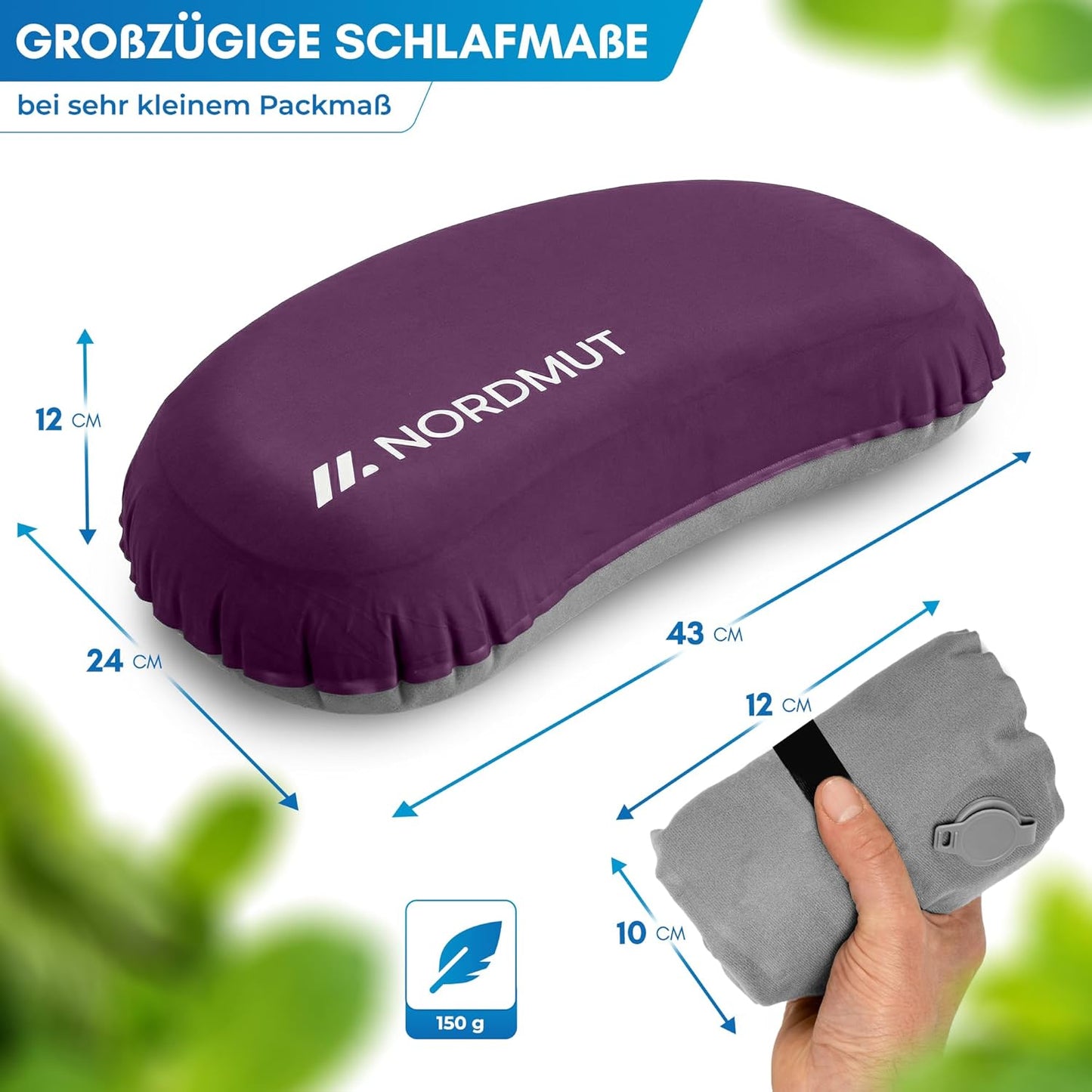 Aufblasbares Camping-Reisekissen, Violett