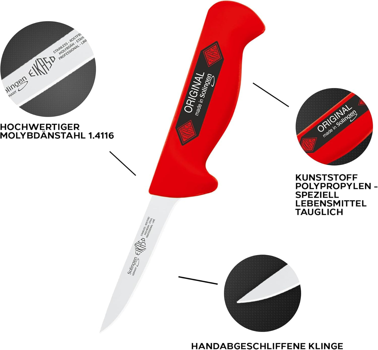 Metzgermesser Set, 2 Teilig Ausbeinmesser/Stechmesser Rot