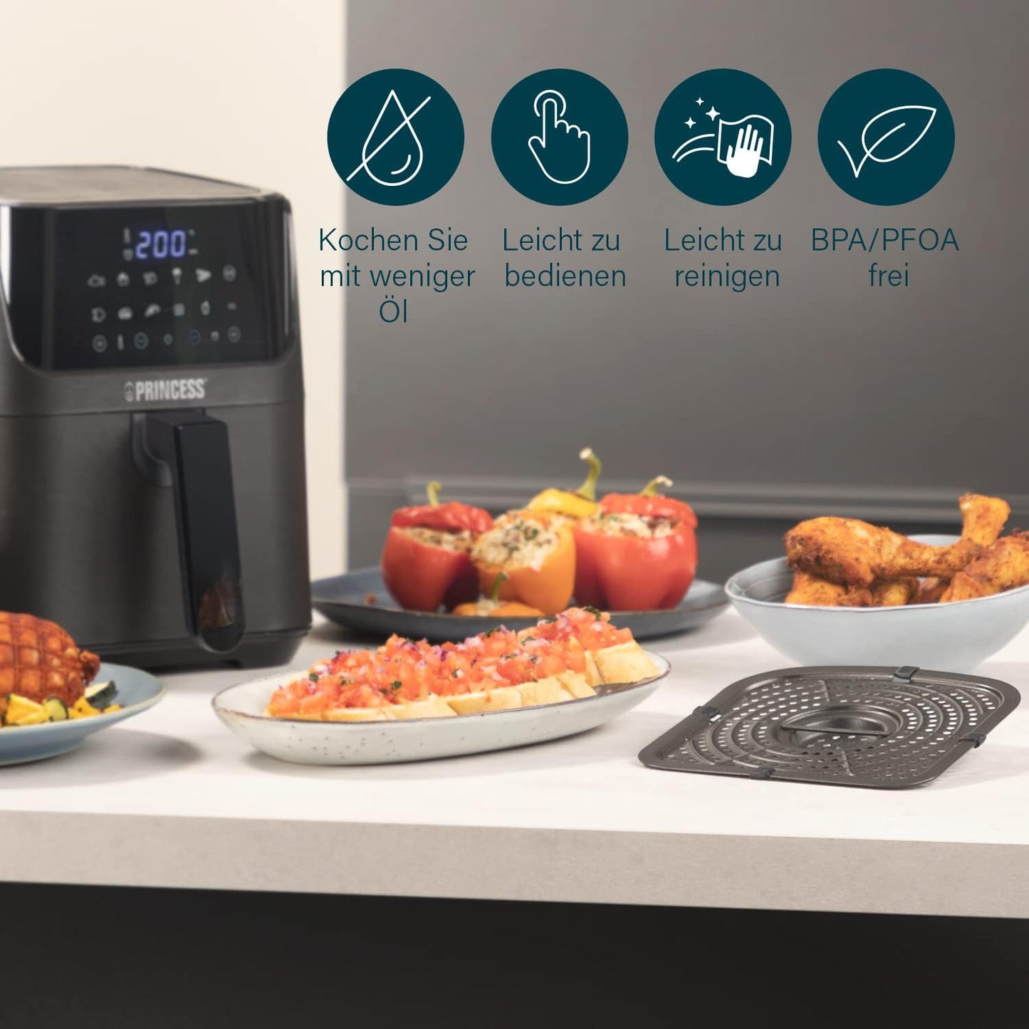 Airfryer 182031, 3.5L, Schwarz, Heissluftfritteuse mit Rezeptheft