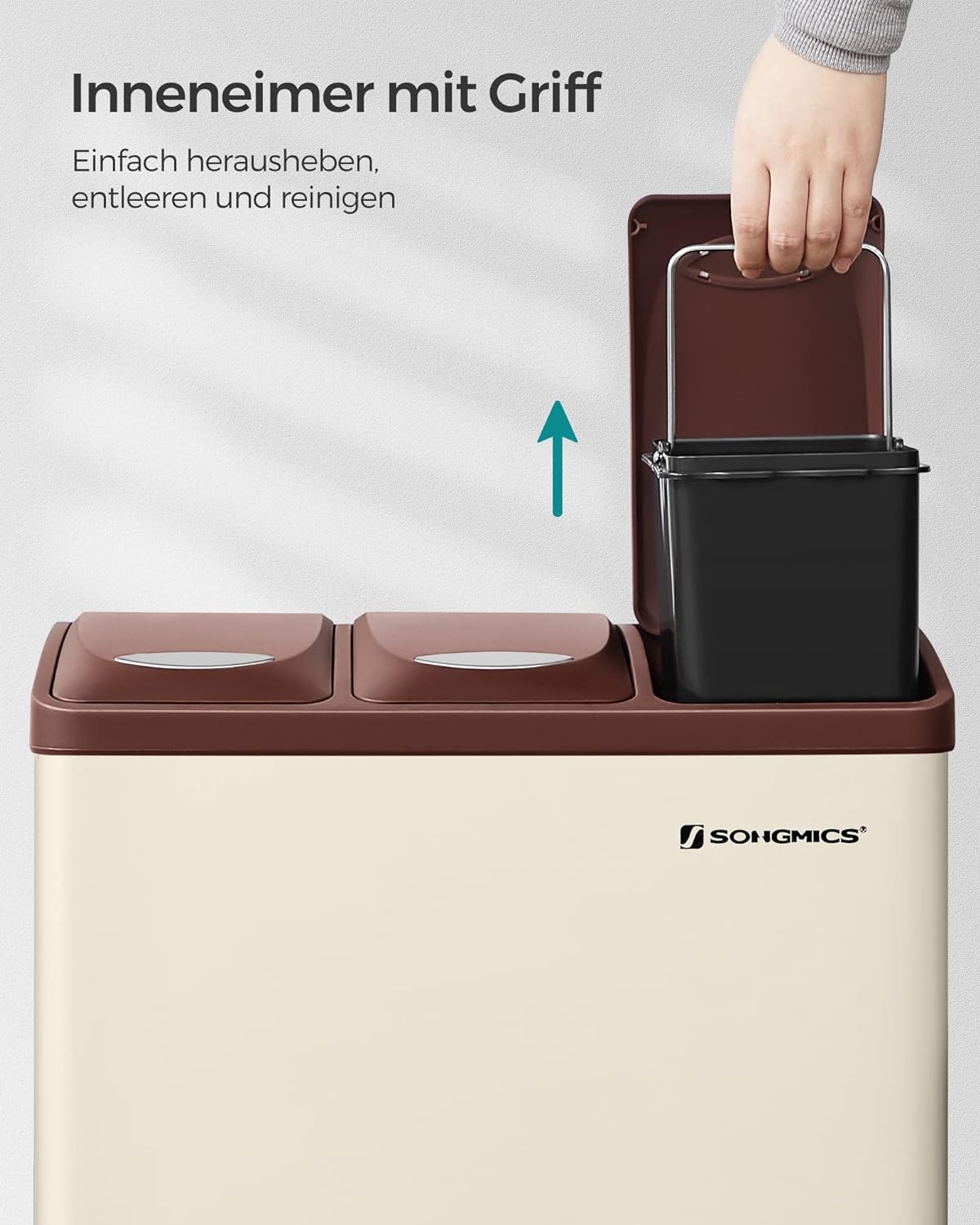 Mülltrennsystem, Elfenbeinfarben + Braun