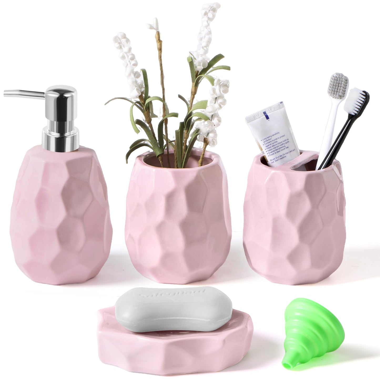 4-teiliges Badezimmer-Zubehör-Set, Rosa