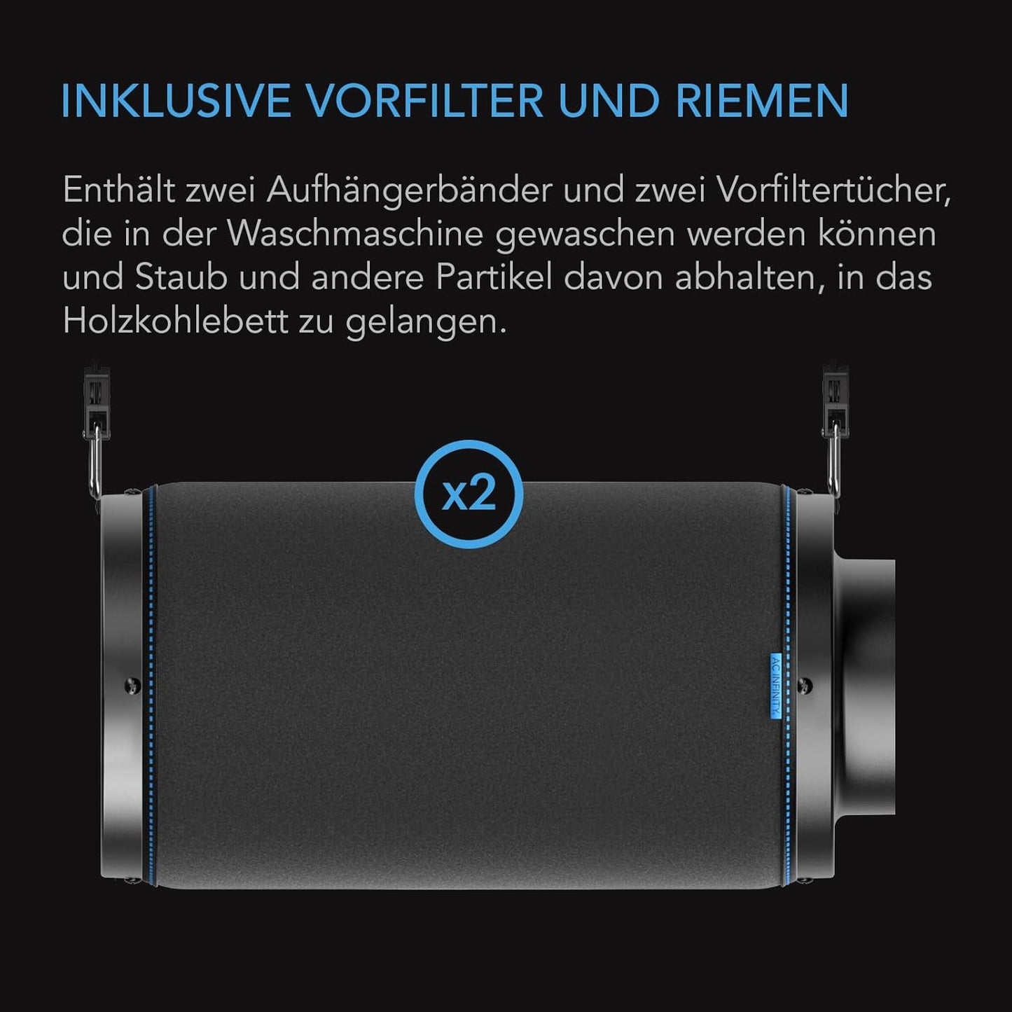 Aktivkohlefilter für Inline-Rohrventilatoren, 4-INCH
