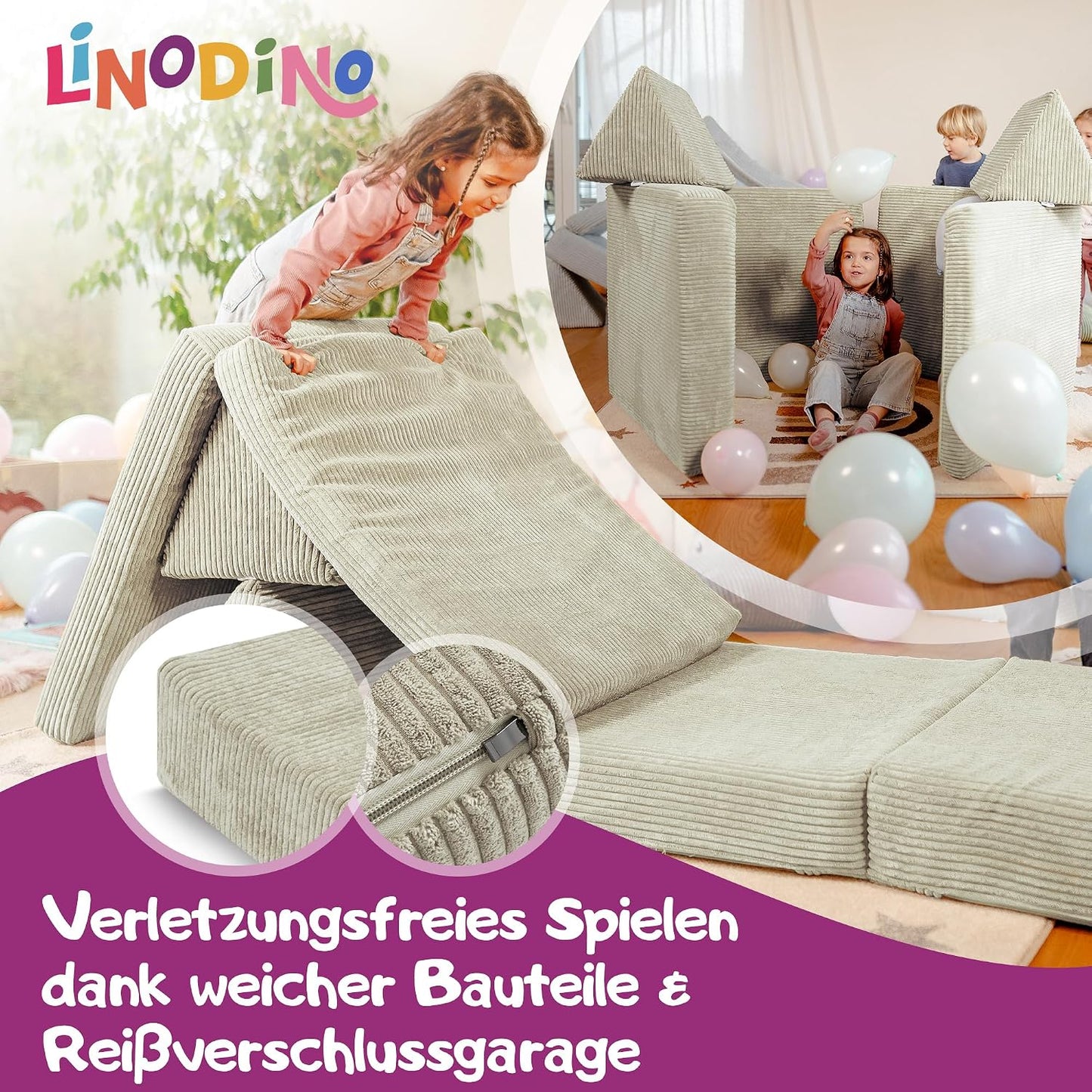 Spielsofa für Kinder, Kieselgrau